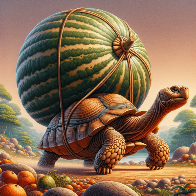 picture of a tortoise in a yoruba folktale carrying a huge gourd.